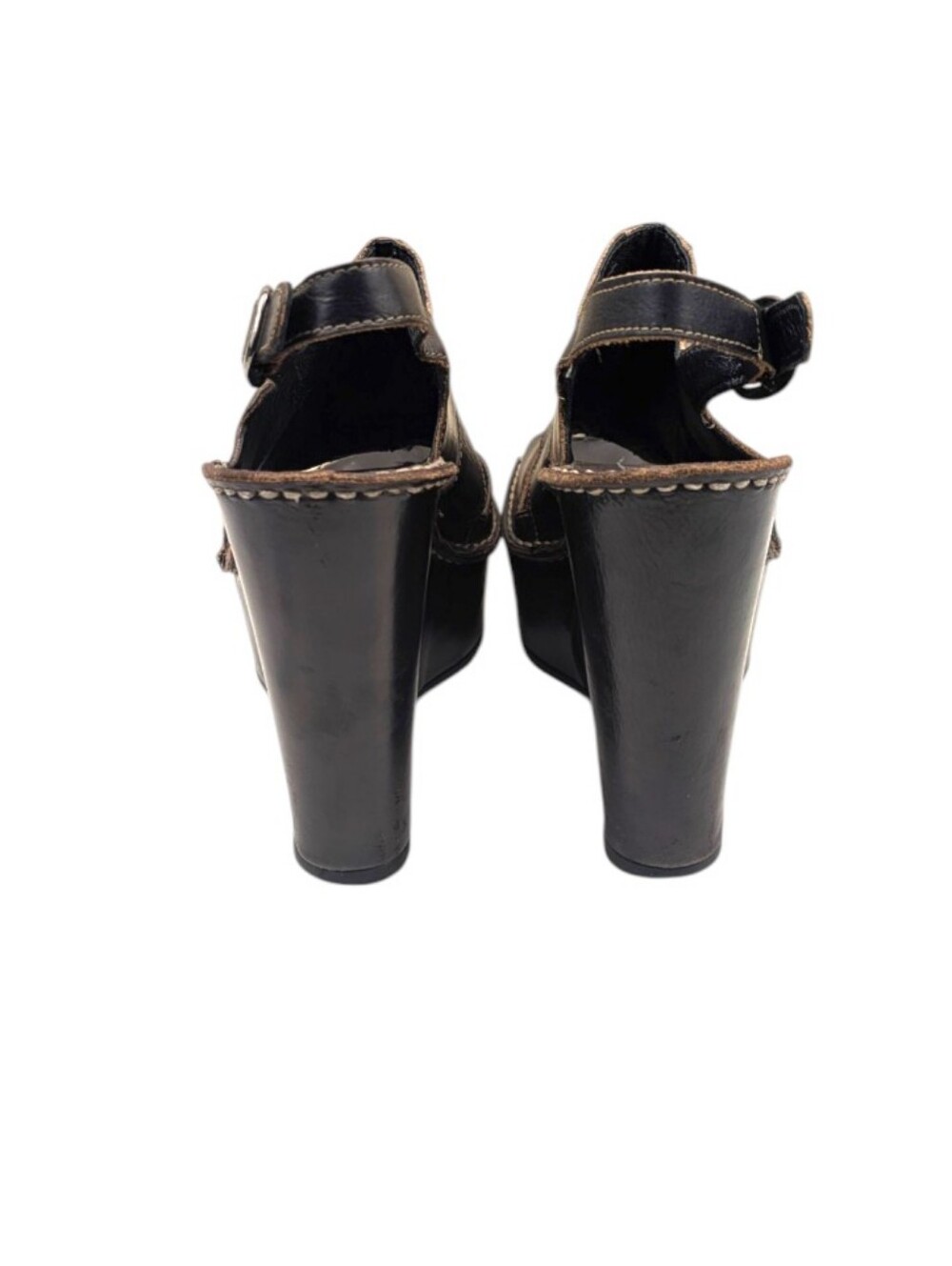 Barneys New York Italian Leather Platform Wedge Sandals EU 38 US 7.5/8  S4116 - Picture 11 of 11